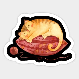 Sleeping Cute Cat Yarn Sticker